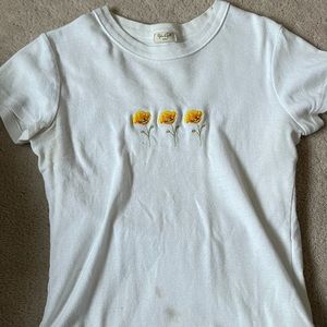 John Galt Brandy Melville Embroidered Poppy Top